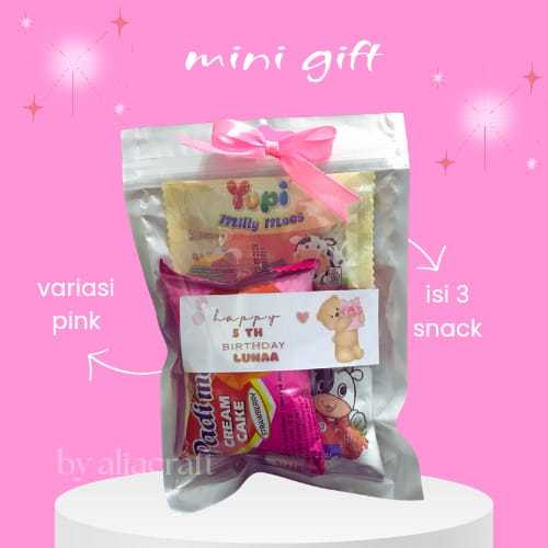 

( BISA CUSTOM ) Mini Gift Snack Tema Pink / Hampers Mini / Snack Ulang Tahun