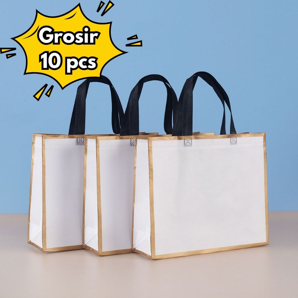 

10PCS Grosir Stock Tersedia Tas Spunbond Handle | Goodie Bag | Tote Bag | Souvenir | Hampers |untuk Toko Baju| Selamatan Haji Khitan Ultah Wedding 28x20x10 32x27x10 43x32x10 47x36x10