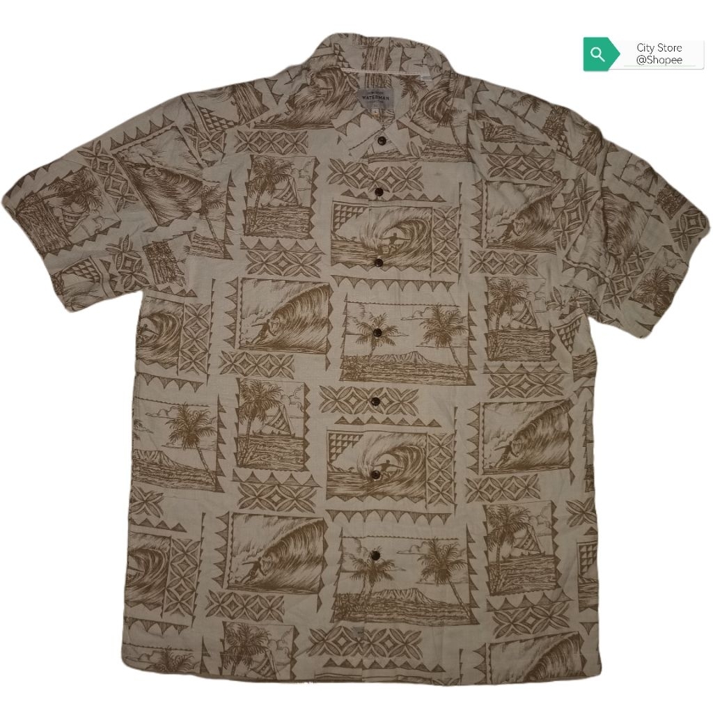 Kemeja Quicksilver Waterman Collection -  Choco Beach ( Brand New )