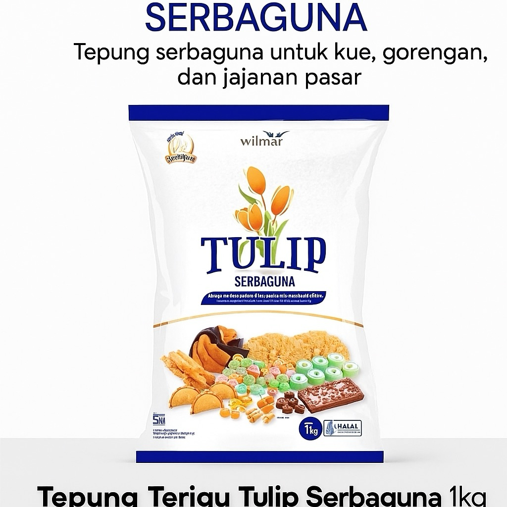 

Tepung Terigu Tulip Serbaguna 1kg – Untuk Kue, Gorengan & Jajanan Pasar