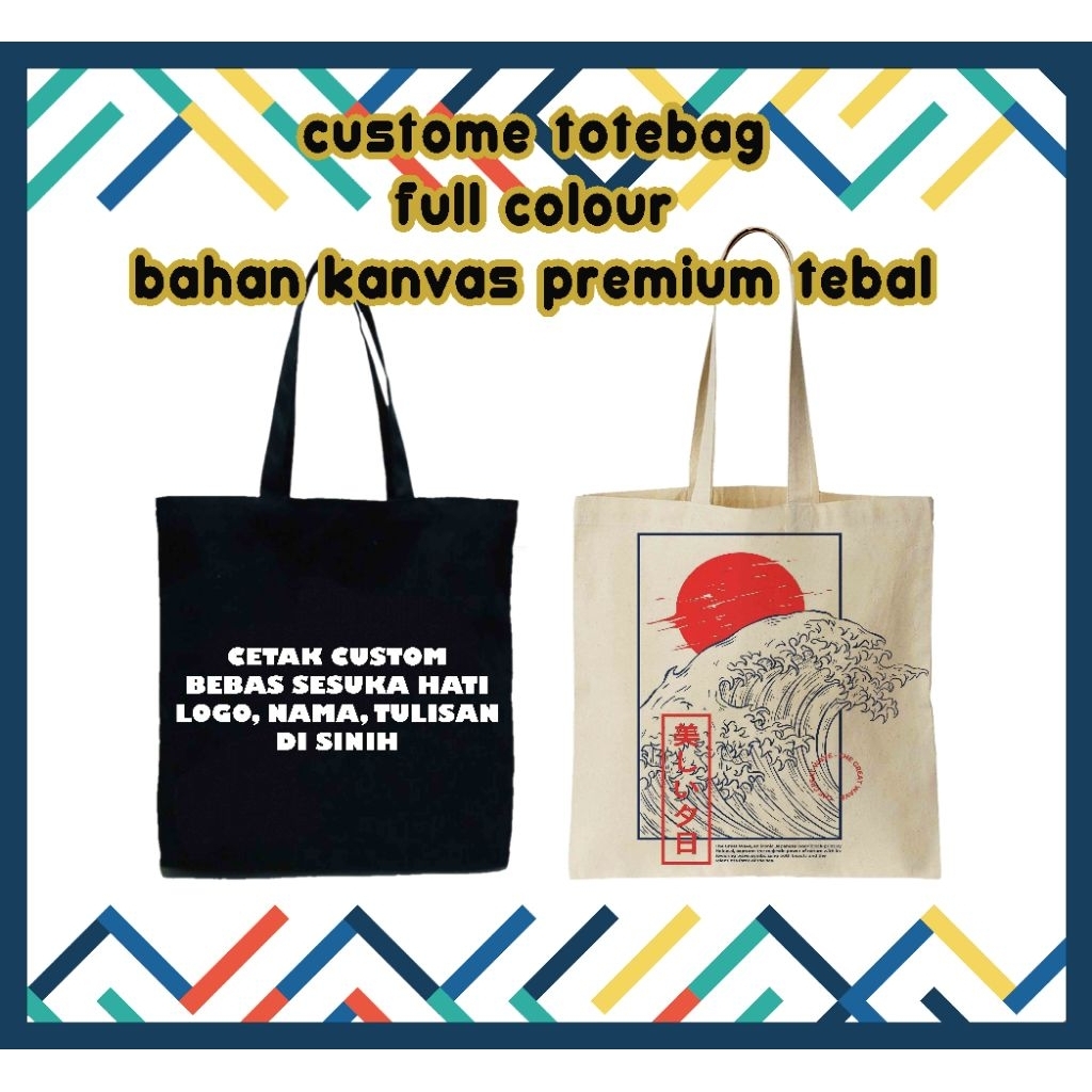 Totebag Hitam - Totebag Kanvas - Totebag Resleting - Totebag Custom - Custom Totebag Satuan