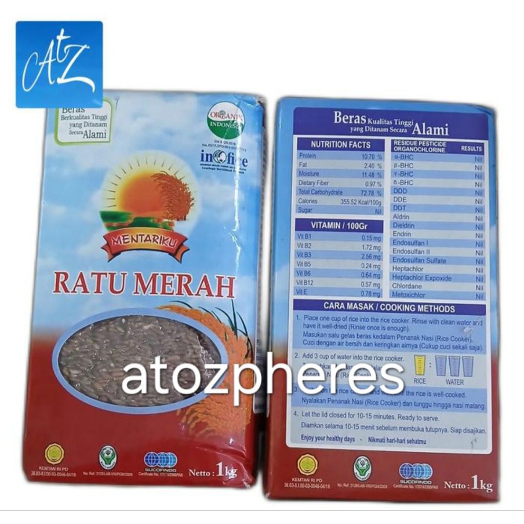 

Beras merah berkualitas tinggi ORGANIK INDONESIA MENTARIKU RATU MERAH 1kg
