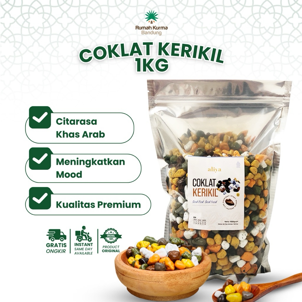 

Coklat Batu Kerikil Pouch Cemilan Cokelat Krikil Arab Turki 1KG Oleh Oleh Haji dan Umroh Aliya