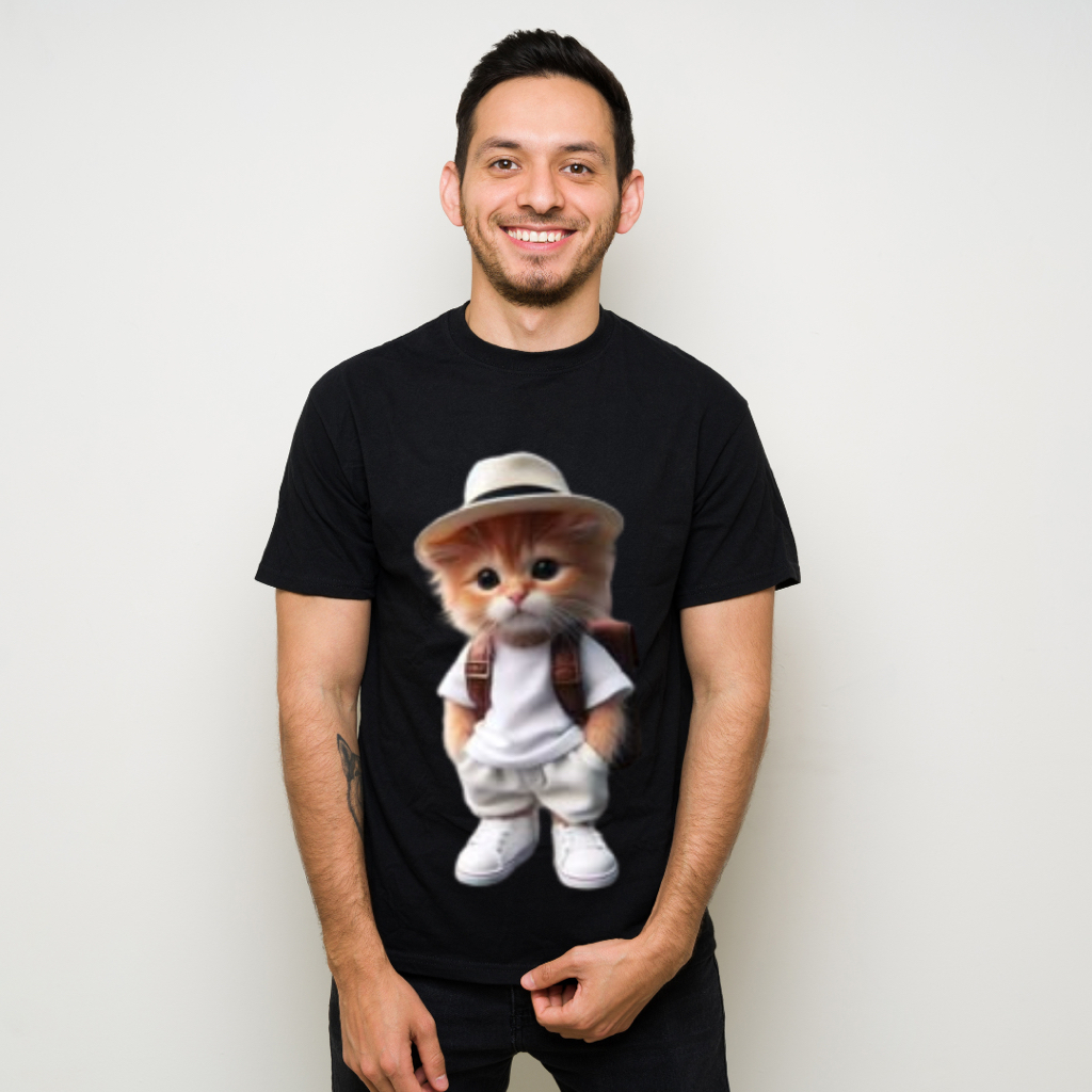 Kaos Pria Unik Motif Kucing – Gambar Lucu, Bahan Dingin, Ready Size S–XXL