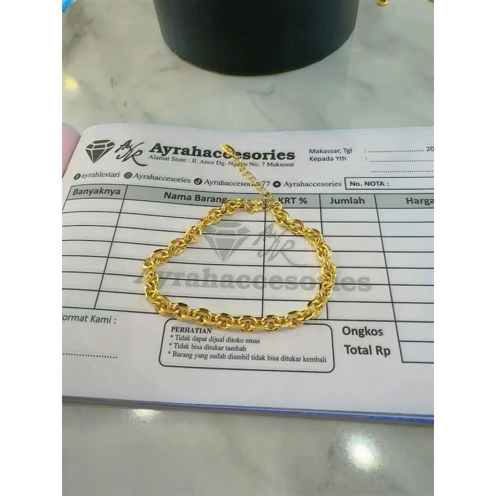Ayrahaccesories gelang rantai nori lapis emas
