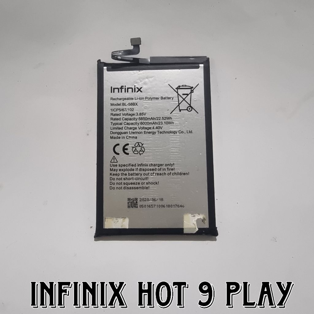 BATU BATRE BATERAI INFINIX HOT 9 PLAY X680 BL-58BX ORI COPOTAN NORMAL