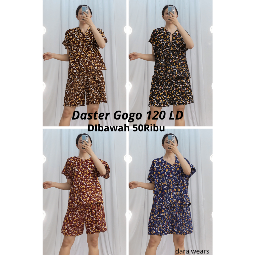 Setelan Daster Gogo Jumbo Adem Motif Bunga | Daster Set 2in1 Lengan Pendek Celana Pendek Jumbo