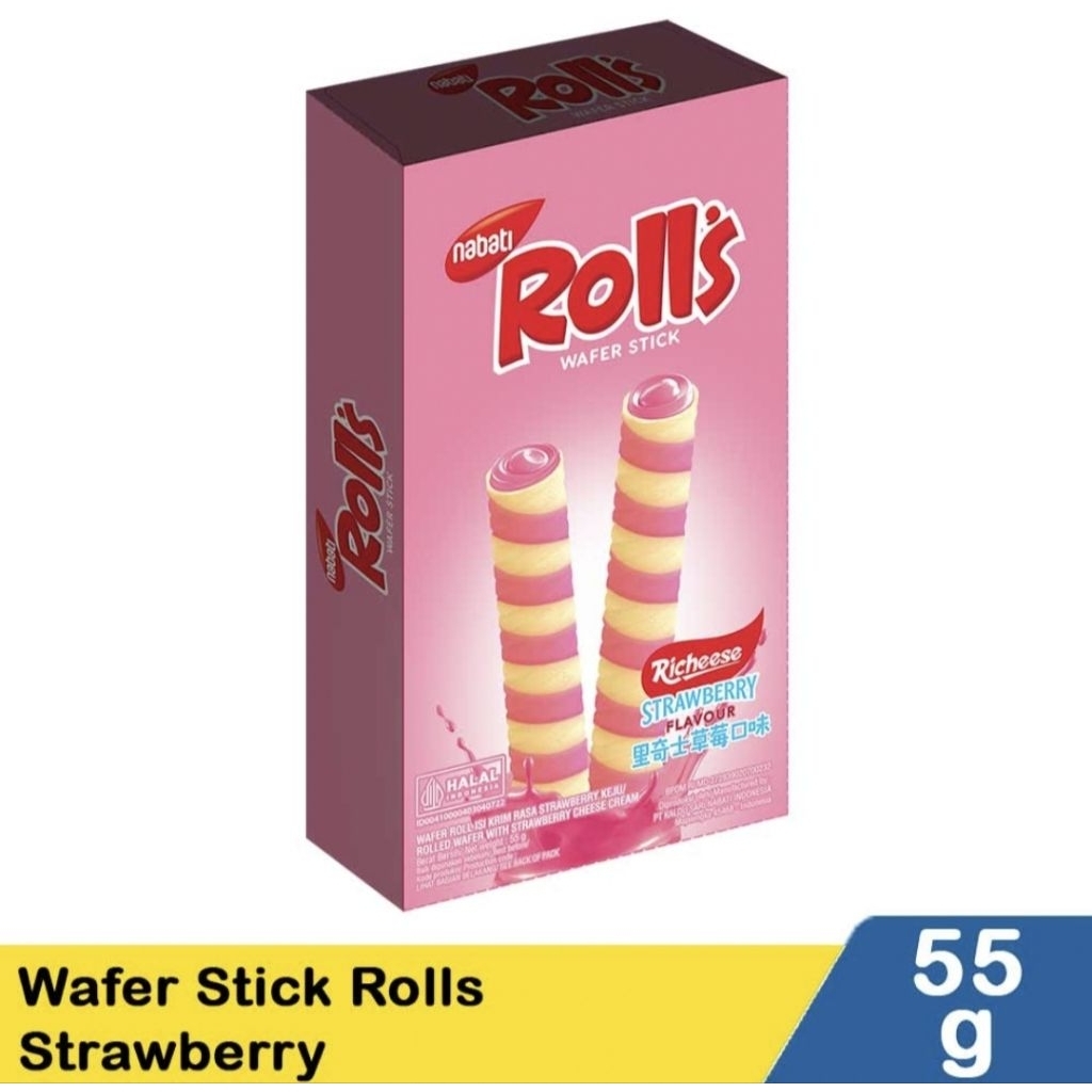 

Nabati Wafer Stick Rolls Rasa Strawberry Flavour 55 gram