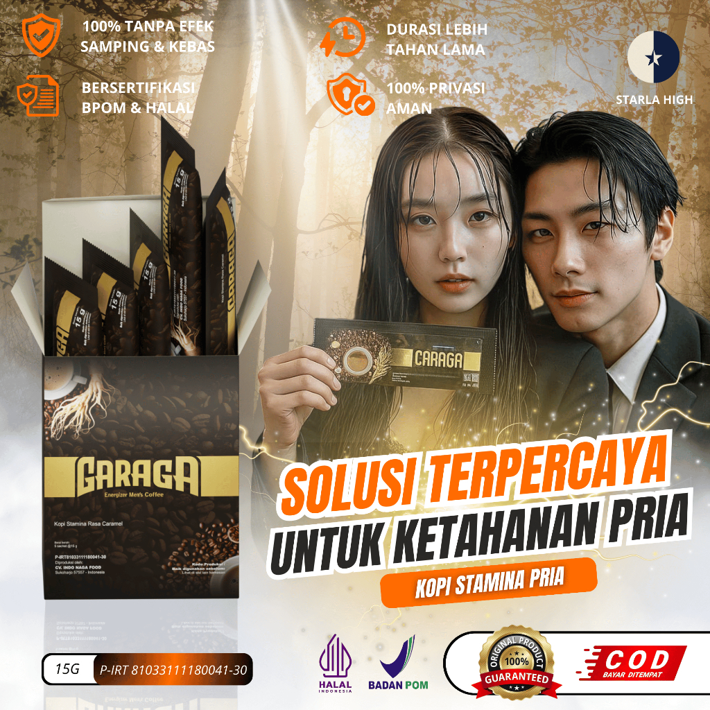 

Kopi Garaga Penambah Stamina Pria Kuat Tahan Lama Original 1 Box 5 Sachet Bpom & Halal