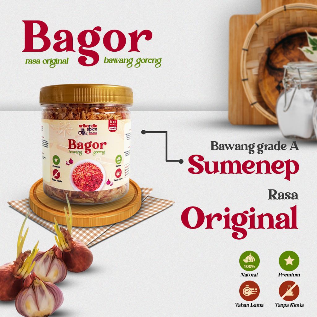 

Bagor Bawang Goreng Kemasan 600ml berat 200gr Sumenep Premium Sirkandie Grade A