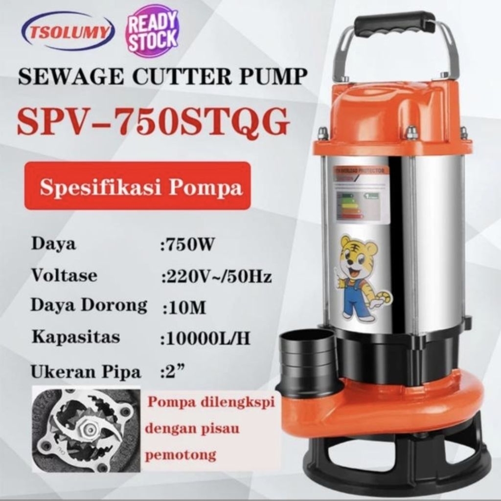 POMPA CELUP SOMY SPV-750 STQG 2" MANUAL 220V POMPA CELUP AIR KOTOR/BERSIH