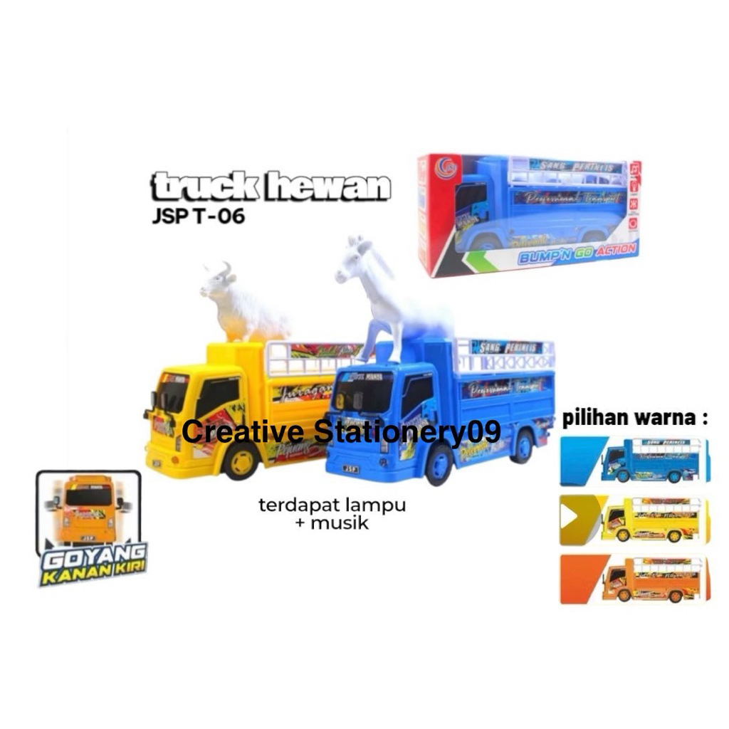 Mainan Mobil MINI TRUCK OLENG ANIMAL T-06 / Truk Musik Telolet Basrui Ada Lampu Oleng Goyang ISI HEW