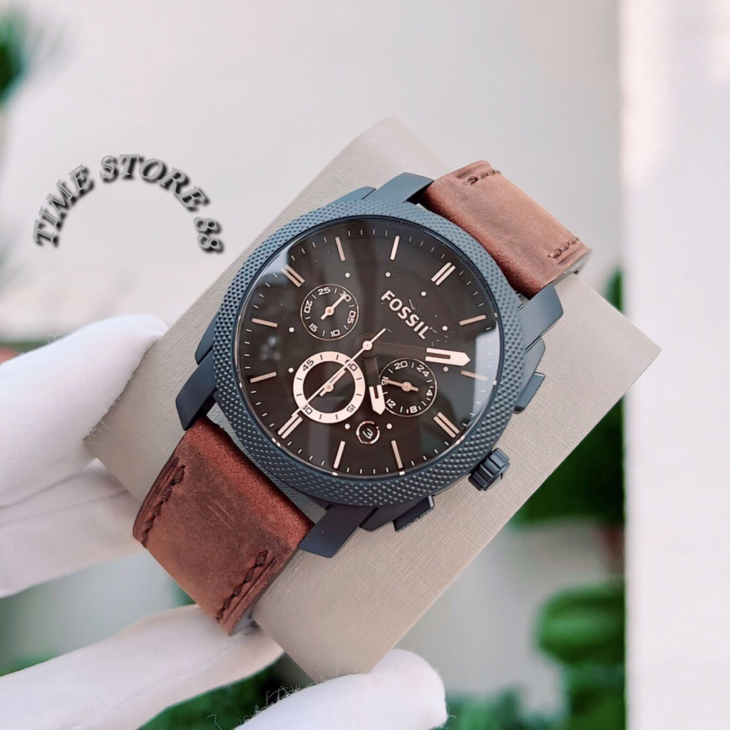 FossilQuartz FS4656 Machine Mid-Size Chronograph Brown Leather - Men's Watch Original Cloning