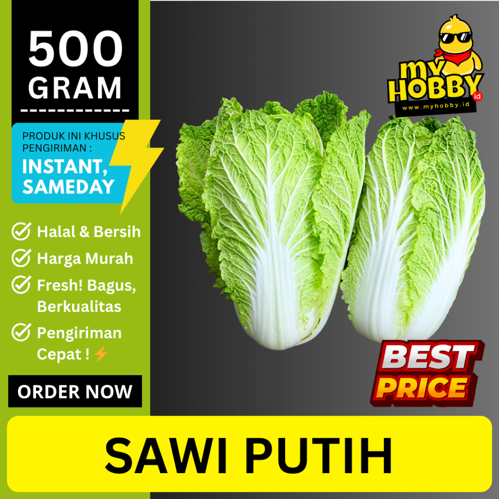 

Sawi Putih Segar 500 gram! Fresh, Bagus, Murah Berkualitas. Sayur Pecay, Sawi Kuning. MyHobby ID