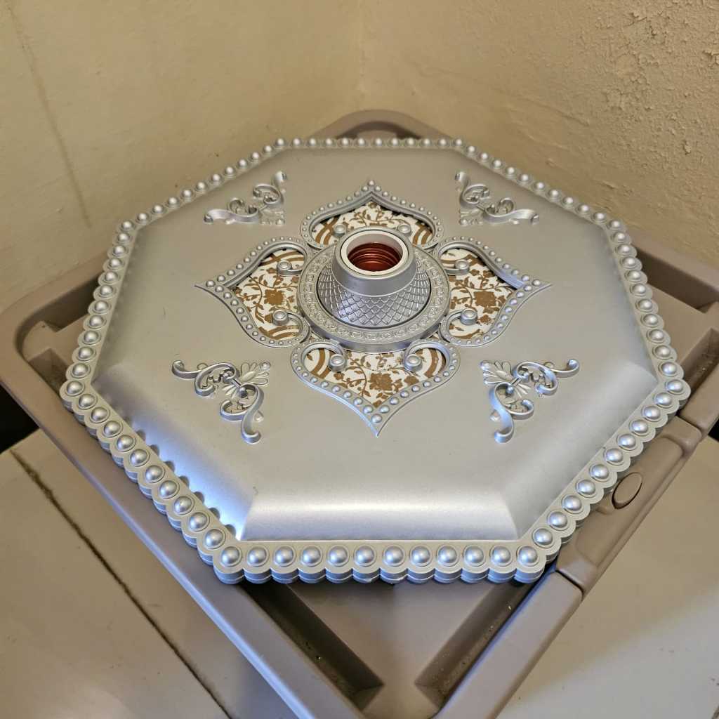 Fiting Lampu Ornamen 30x30 Fiting Ornamen Plafon Hias PVC/GRC // Fiting Lampu Plafon