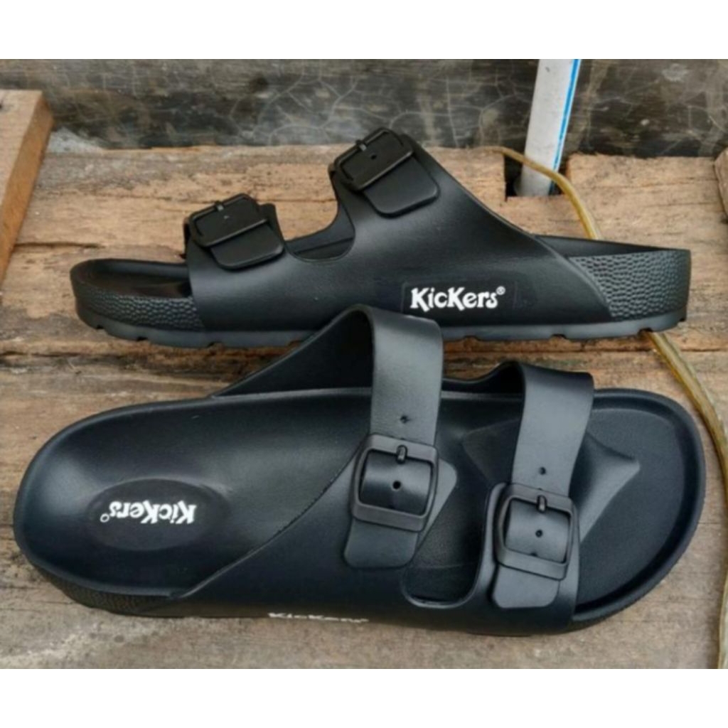 sandal pria double strap karet sandal slide flip flop karer