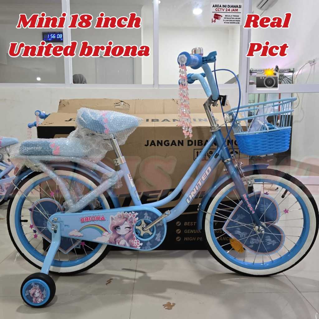 Sepeda Anak Perempuan mini 18 inch  UNITED BRIONADan United Berbie Keranjang  BY UNITED TERBARU