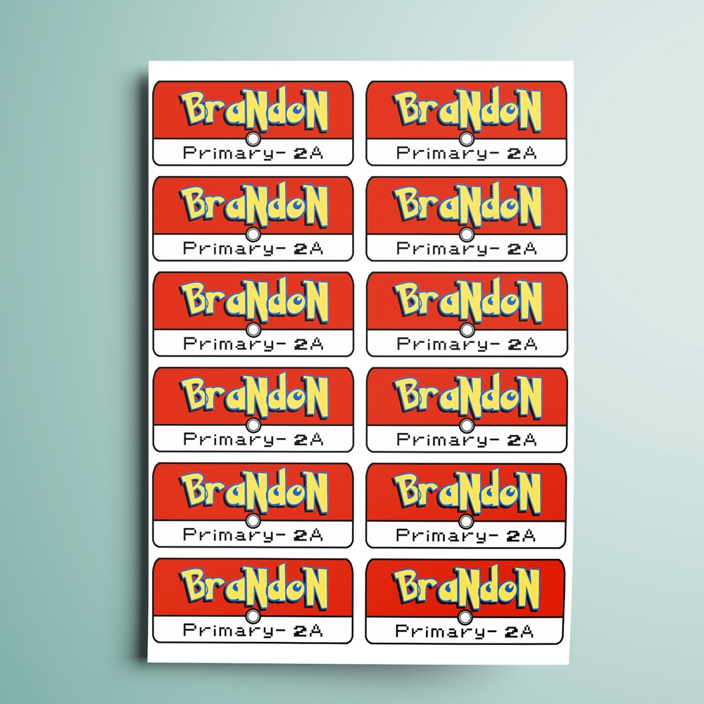 

Sticker Stiker LABEL NAMA CUSTOM Roblox Pokemon Minecraft Untuk Buku Sekolah