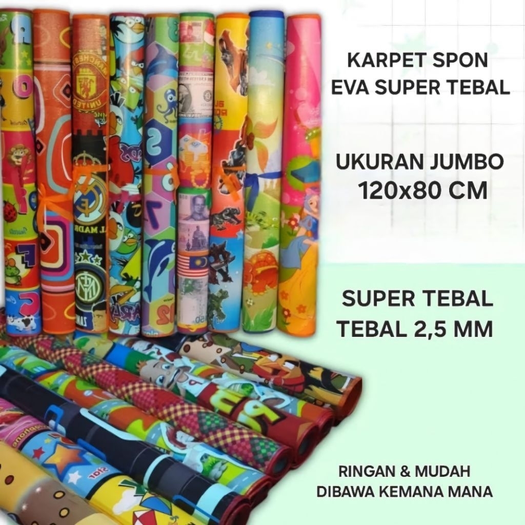 TIKAR SPON PIKNIK UKURAN 80x120 CM TEBAL 2,5 MM / TIKAR SPON MURAH / KARPET SPON MURAH