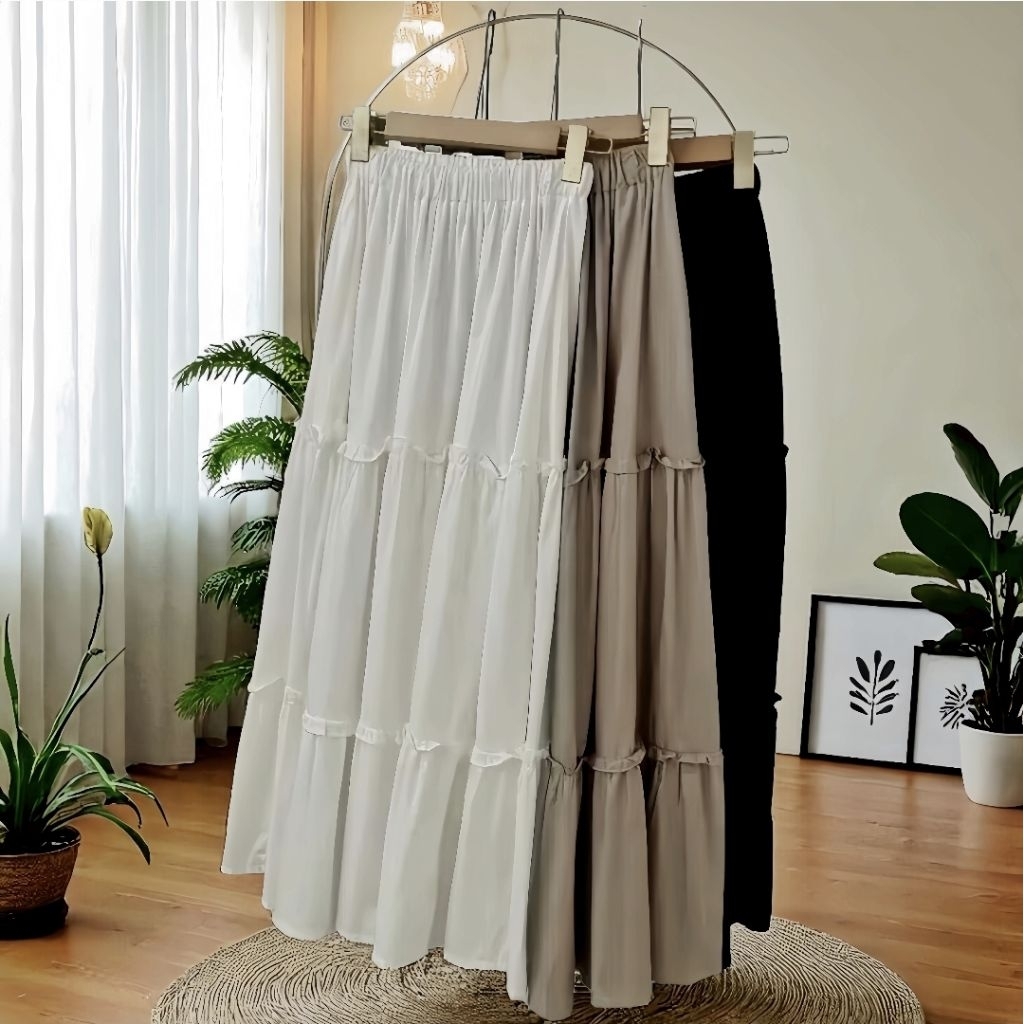 TERBARU ROK SUSUN CANDA / ROK 3 SUSUN / ROK SUSUN MAXI SKIRT / ROK SUSUN 3 TINGKAT