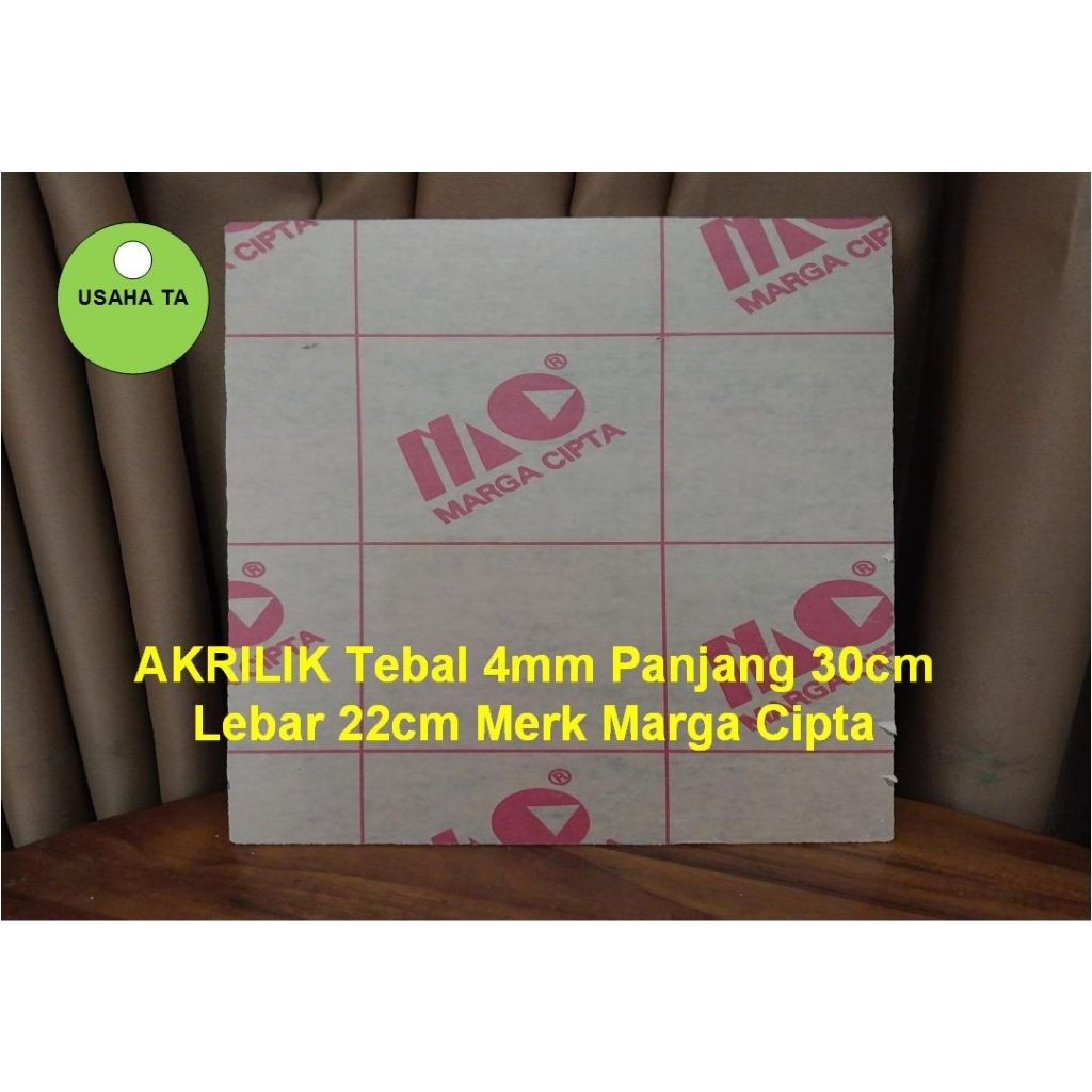 

Akrilik Lembaran Bening Tebal 4mm Panjang 30cm Lebar 22cm merk Marga Citpa