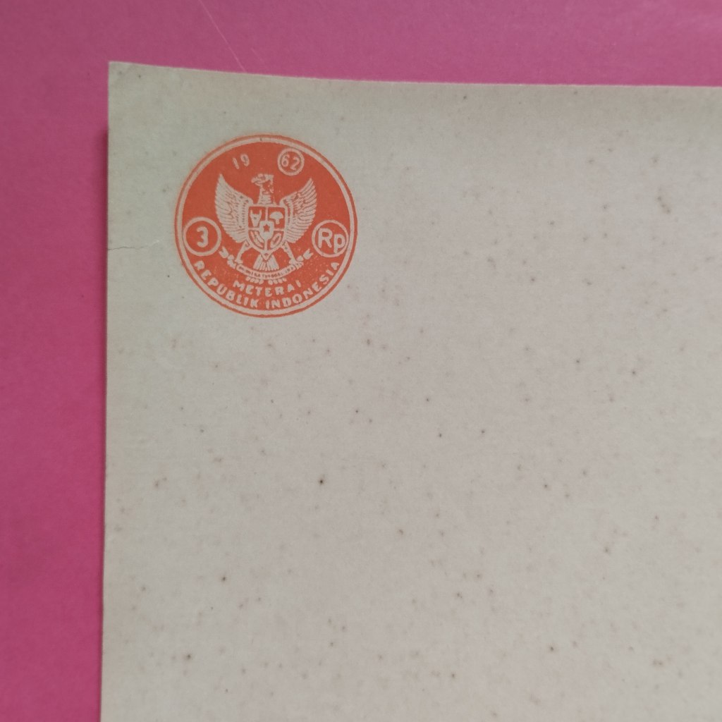 

Kertas Segel Rp 3 Tahun 1962 Single Murah