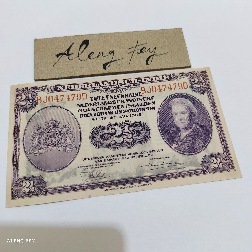 uang kuno 2,5 Gulden Seri Nica 1943