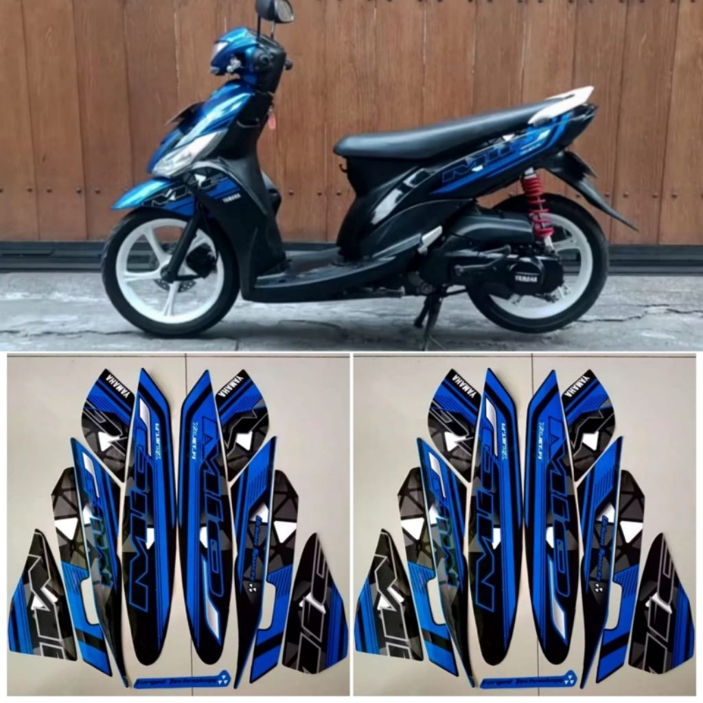 Stiker Striping Lis Body Motor Mio J 2014 Hitam Biru