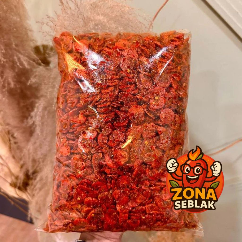 

zona seblak Sosreng/sosis goreng enak renyah gurih raedy varian rasa pedas daun jeruk/original daun jeruk 1kg 500gr 250gr