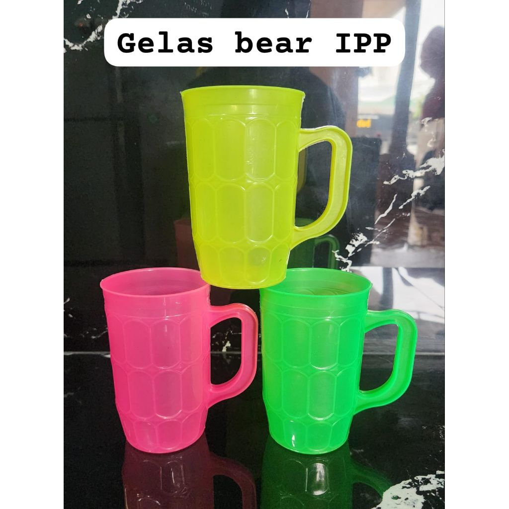 gelas bear / gelas plastik / gelas es plastik warna