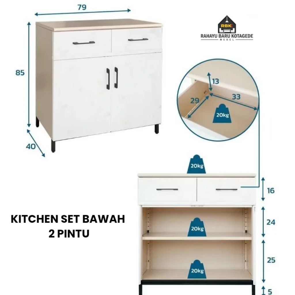 Kitchen Set Bawah 2 Pintu + Rak Kitchen set Besi Lemari Dapur KSB Olymsteel Jogja