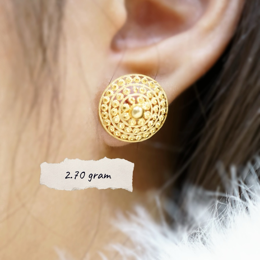 Anting Emas Dubai Gold Lingkaran Anting Emas Tusuk Holo Emas Kadar 700