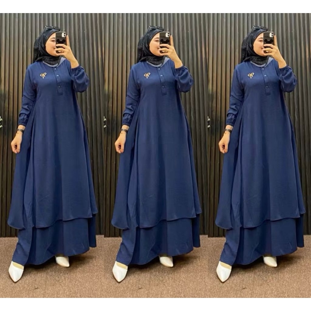 Gamis Malaysia cringkel belah samping busui