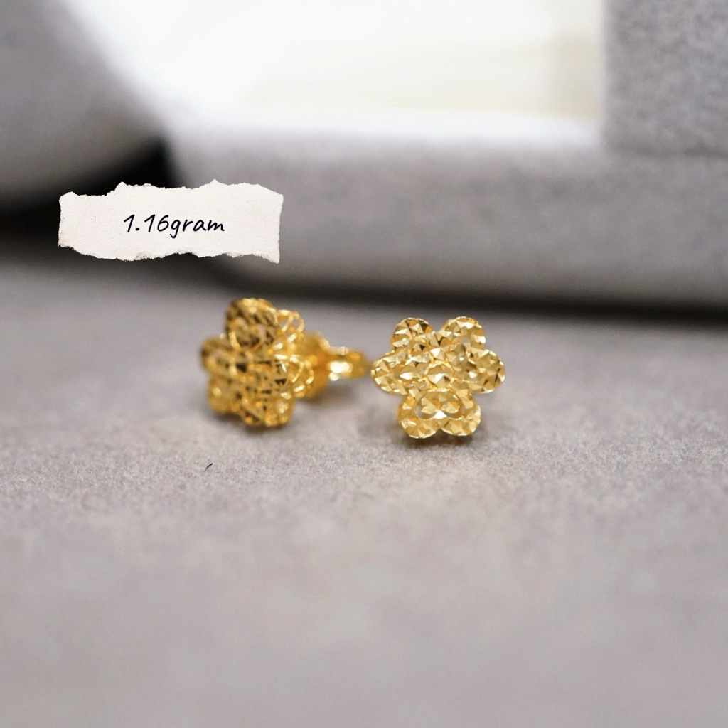 Anting Emas Clover Bunga Anting Tusuk Mewah Emas Kadar 700