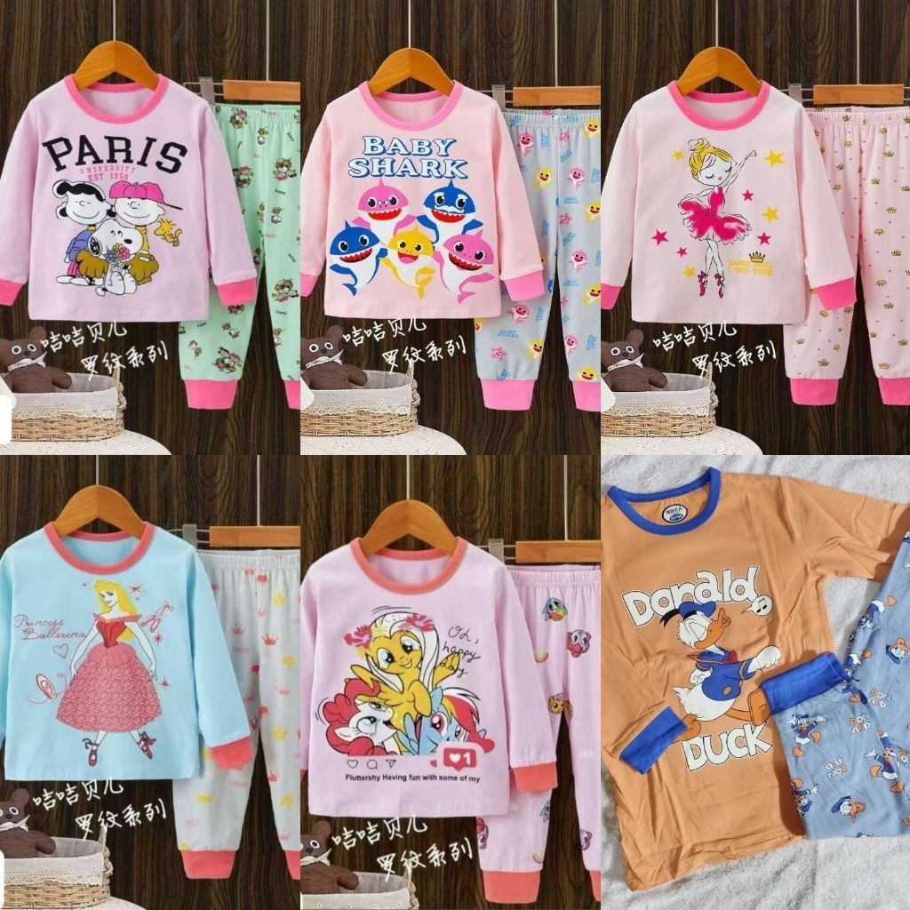 PART II PP JOGER JIJIBEIER premium anak Setelan Baju Tidur Anak Premium motif karakter baby shark ba