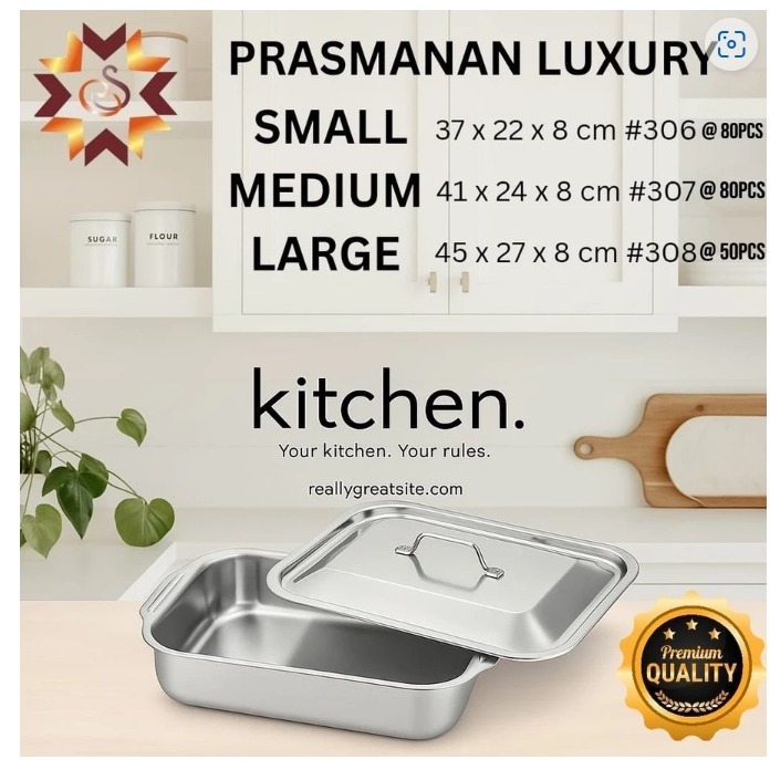 Promo 1Set Nampan Prasmanan Stainless TEBAL PREMIUM / Tempat Makanan Nasi Lauk Sayur / Wadah Saji / 