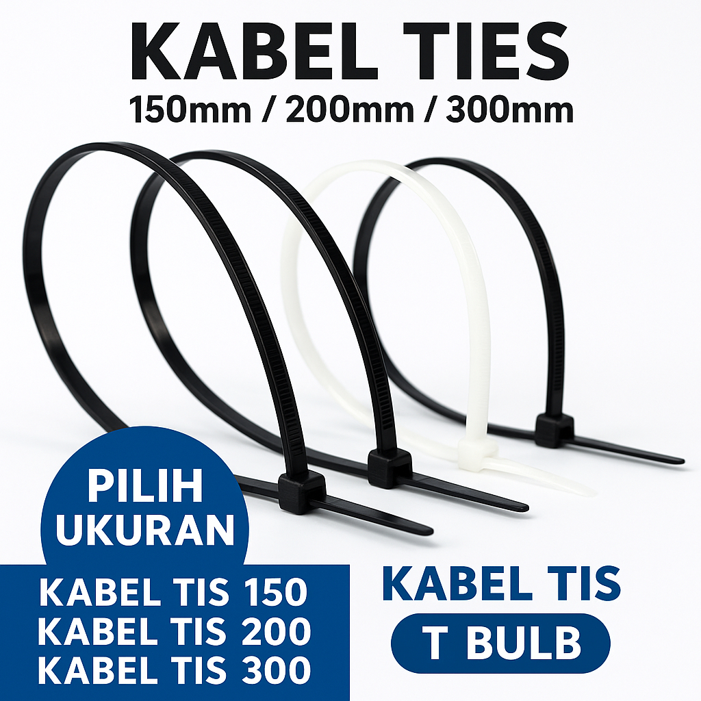 

KABEL TIS TIES Kabel Pengikat 20cm 25cm 30cm 3.6x200 250 300mm SNI – Hitam Putih