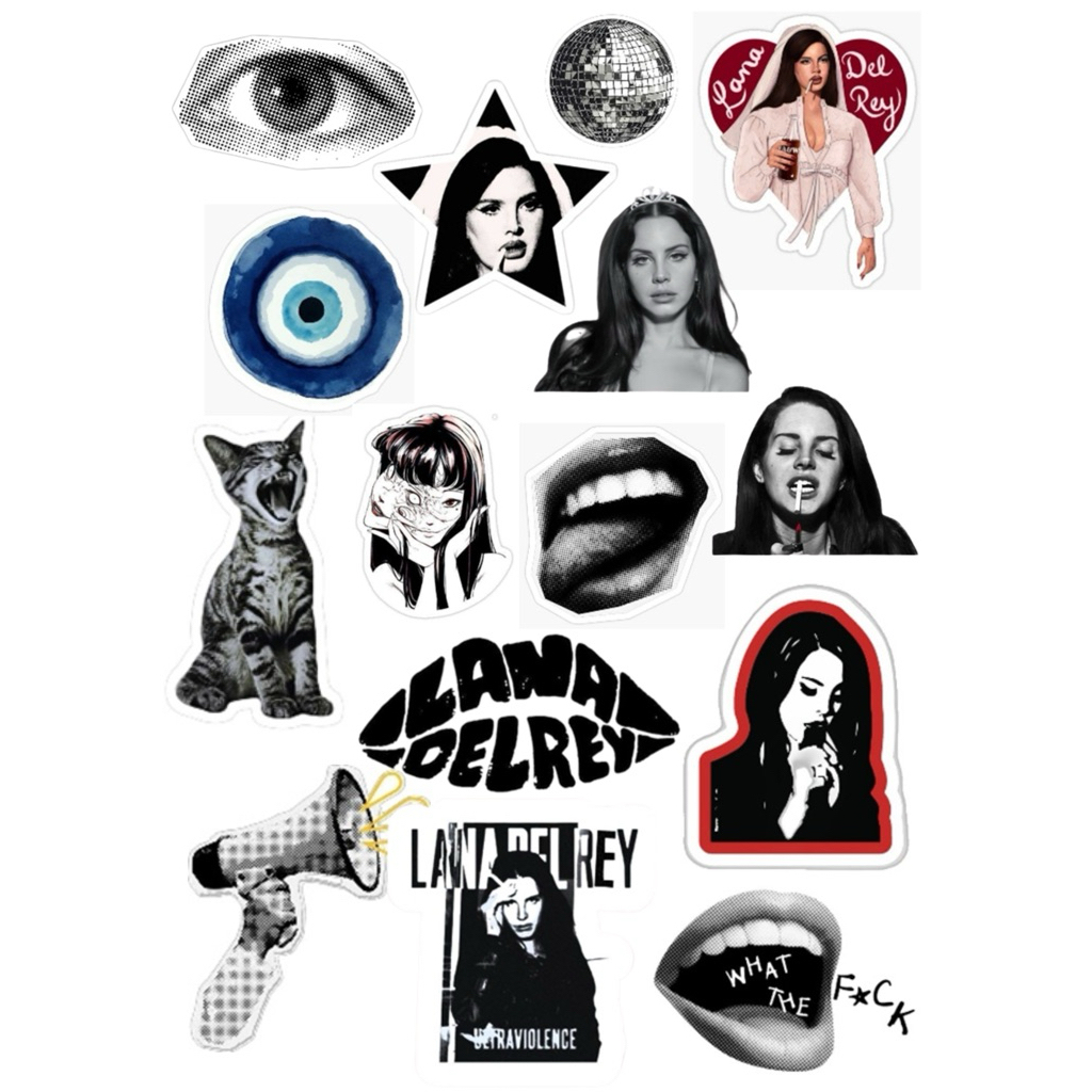 

STICKER LANA DEL REY UNTUK HP/LAPTOP/TAB/TUMBLR/SCRAP BOOK, DLL GLOSSY Uk 4-6 cm(15 pcs)