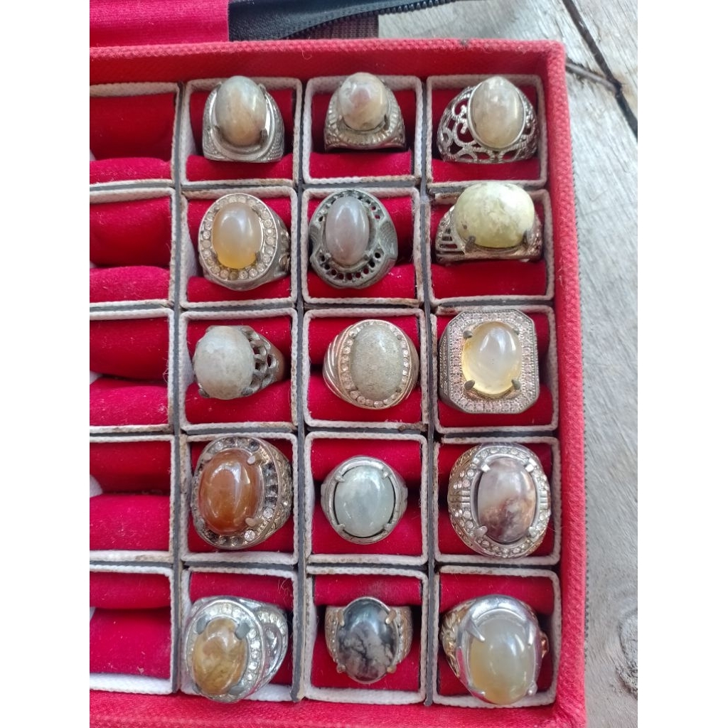 batu cincin jadul vintage borongan 15pcs