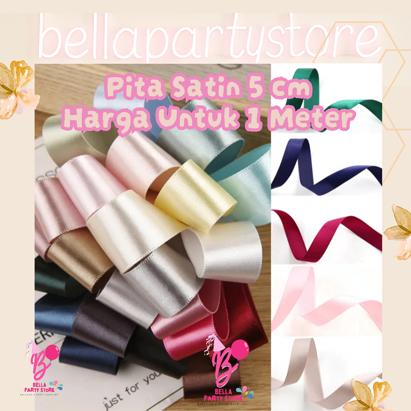 

ECERAN PER METER satuan pita satin 5 cm | pita satin 2" untuk buket bunga pita besar lebar