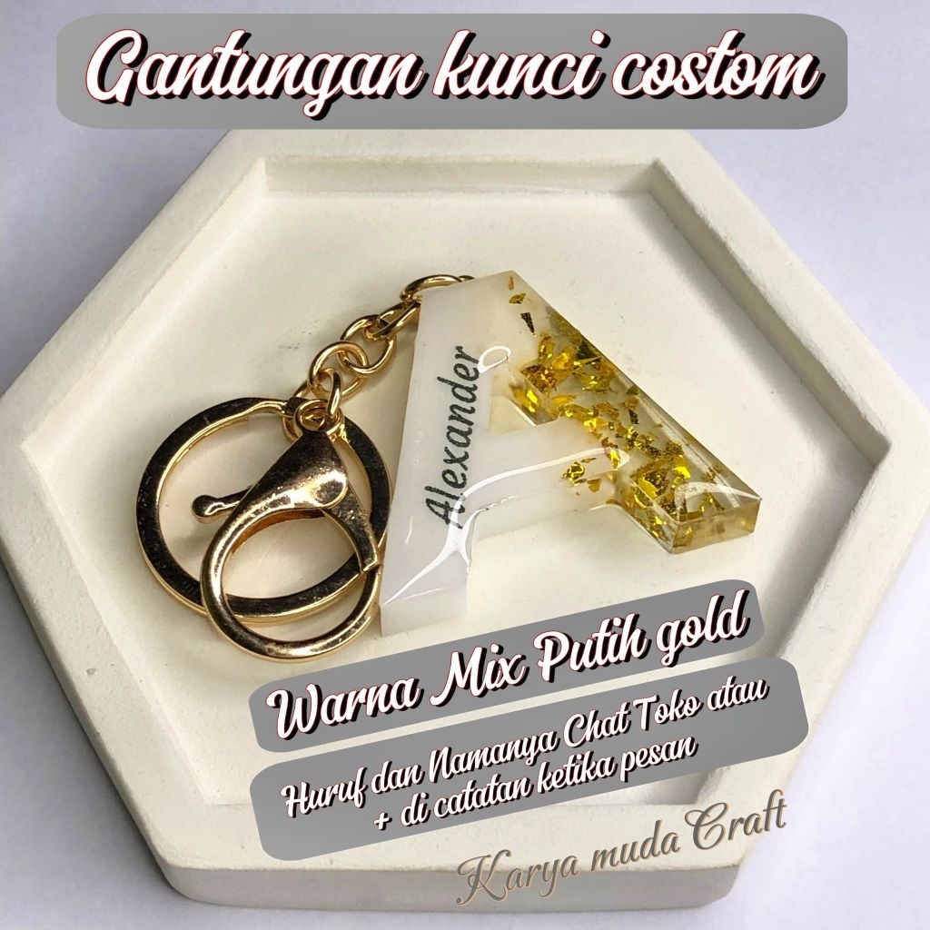 *Gantungan Kunci Huruf Ganci Resin Viar Premium Gantungan Gantingan Kunci Konci Tag Key Chain Inisia
