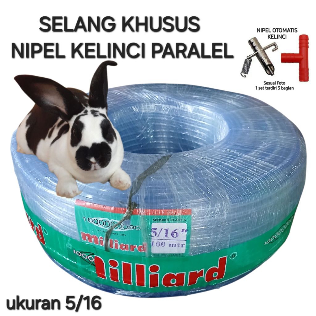 Selang Nipel Kelinci otomatis Semeter ukuran 5/16 pas untuk nipel kelinci otomatis. Ready siap kirim