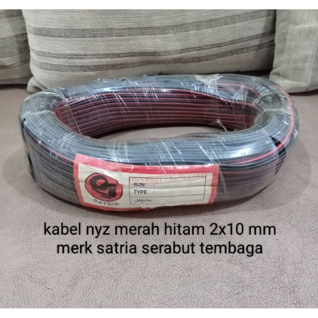 Kabel Listrik NYZ hitam merah TUKUIKI 2x10 Kabel Audio Serabut 1 ROLL