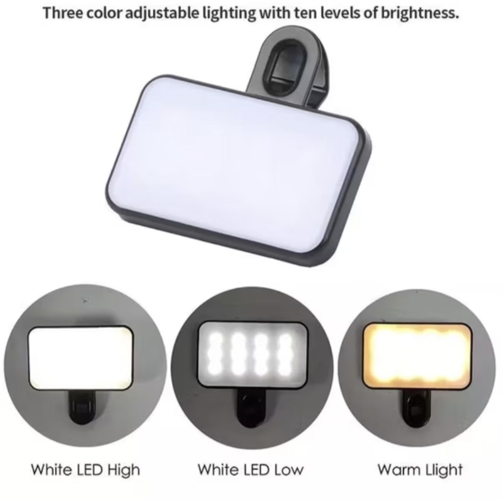 Ring Light Selfie Lampu Flash LED Jepit Kamera Handphone HP Laptop