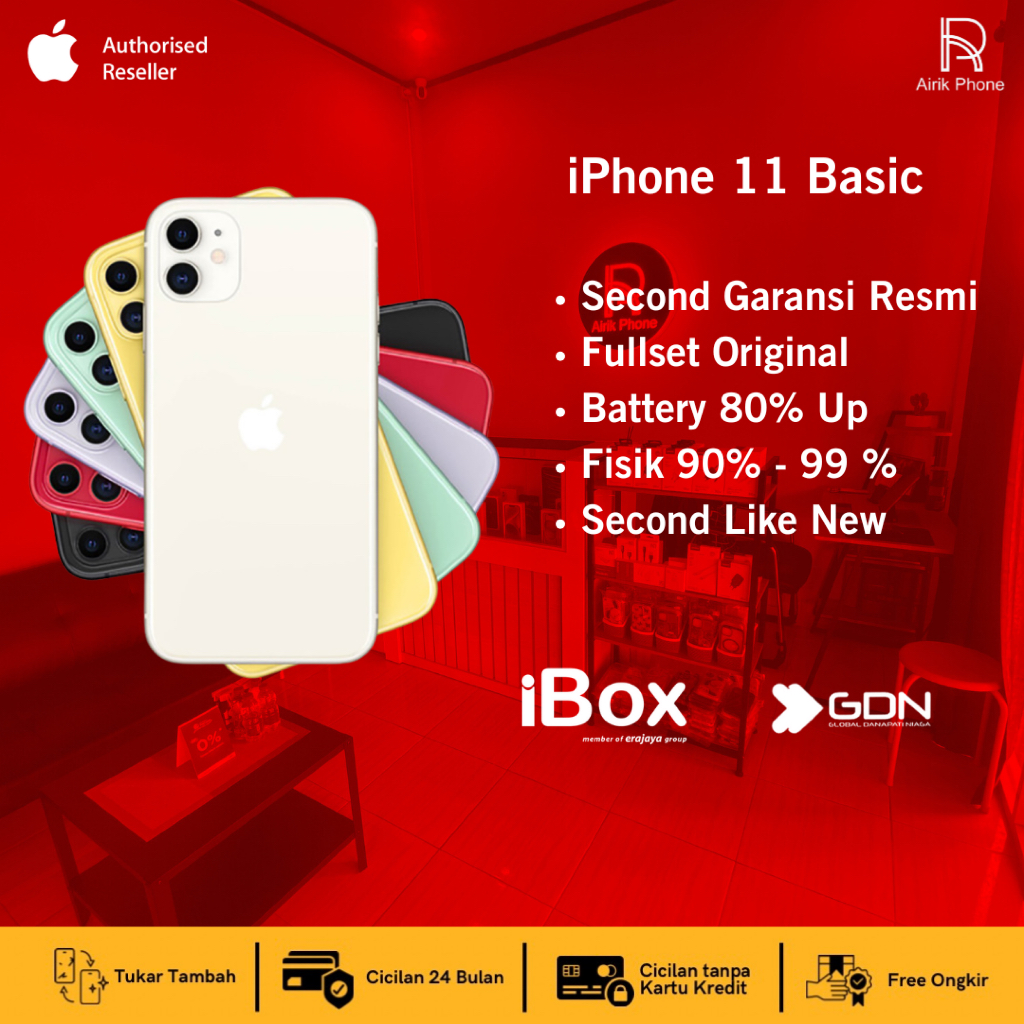 Apple iPhone 11 64 GB Second Resmi iBox dan GDN 100% Original Fullset Jaringan Permanen