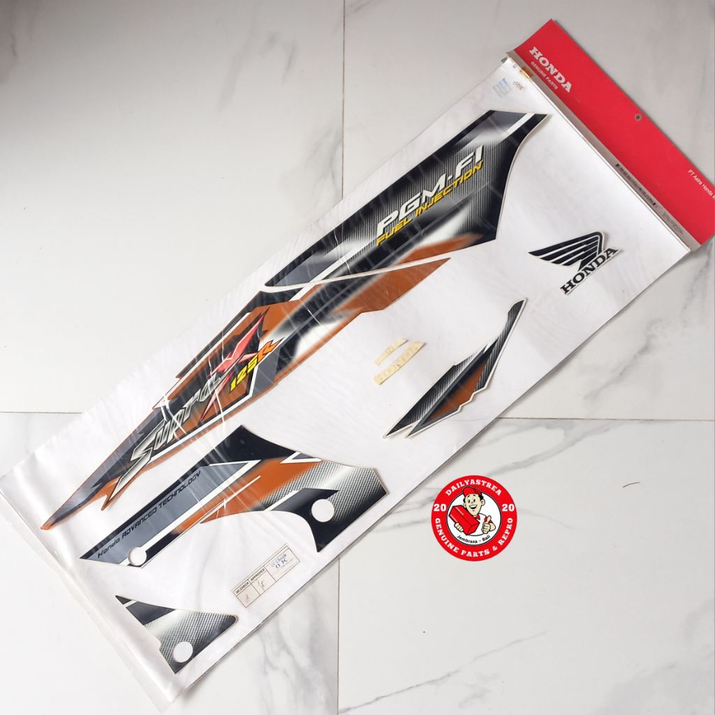LIS STICKER STRIPING BODI BODY ORANGE PUTIH HONDA SUPRA X 125 R 2006 ORIGINAL AHM 871X0-KTM-770ZC