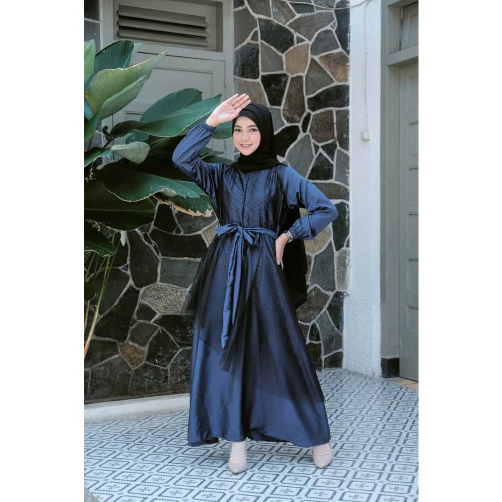Khowash Butik - Nabila Gamis Lebaran Dress Brokat Kondangan Maxi Layer Depan Gamis Jumbo Wanita Dewa