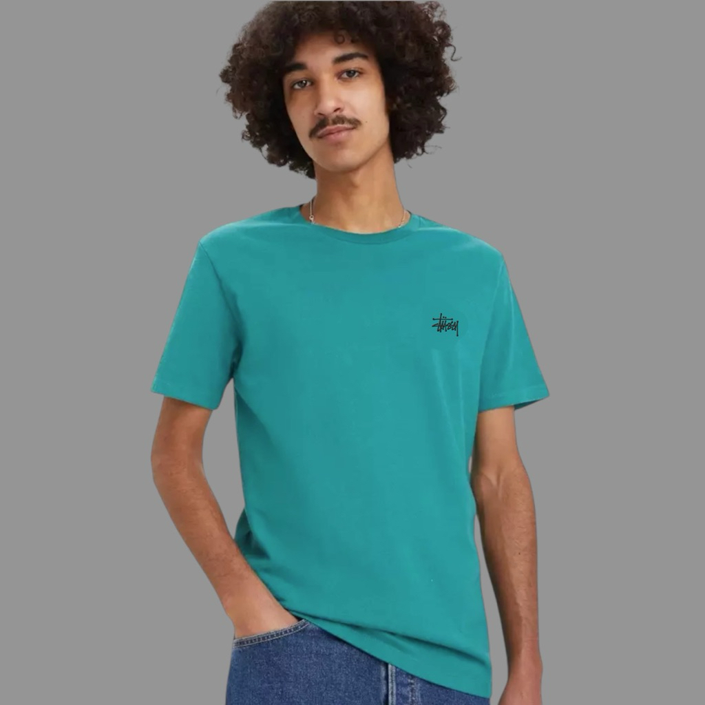 Kaos Katun Combat20s Stussy Bordir Ootd Kekinian Terbaru Pria Full Teks Made In Usa