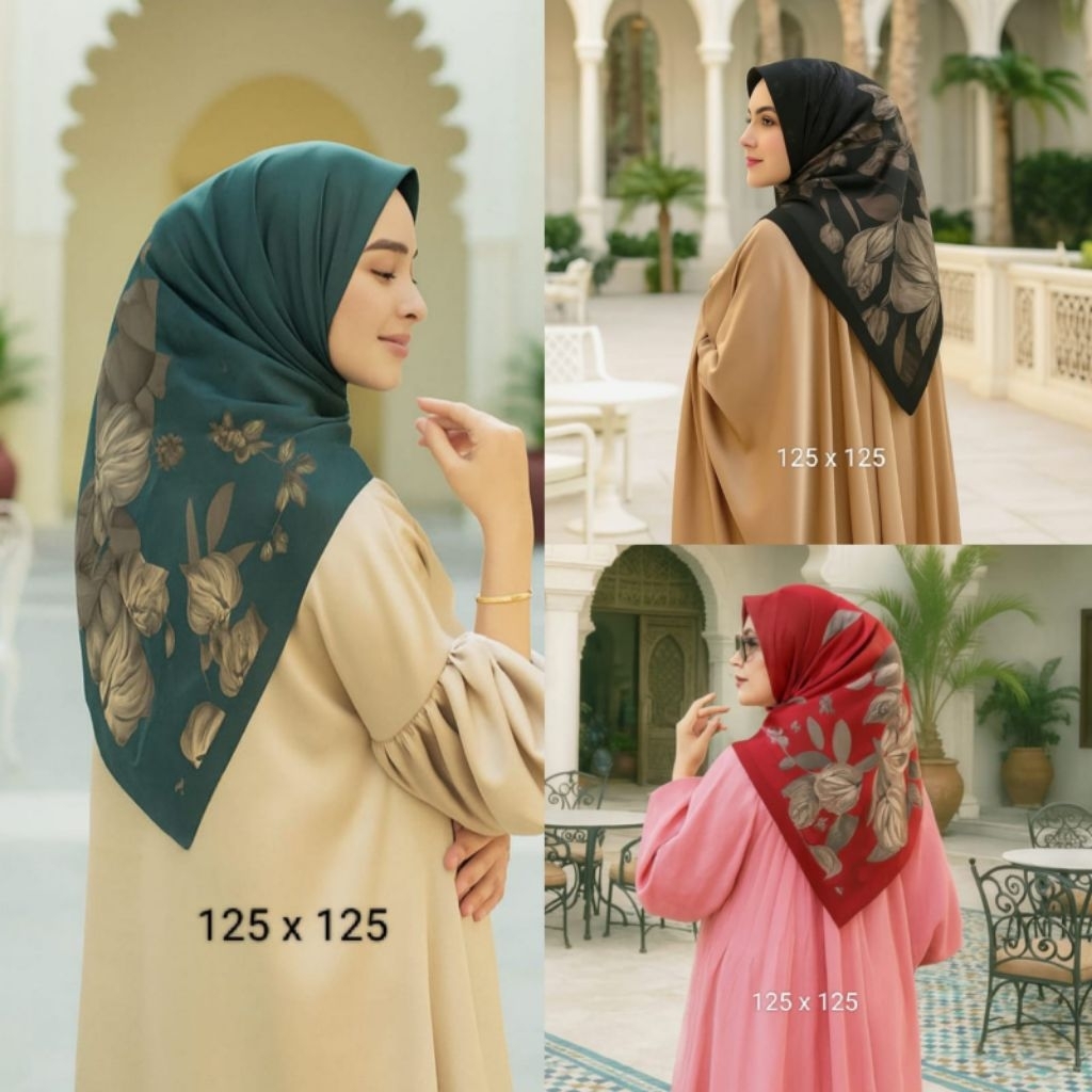 FLOW GOLD SYARI SERIES - JILBAB SEGI EMPAT VOAL SUBLIM - VOAL PRINTING PREMIUM - LASERCUT