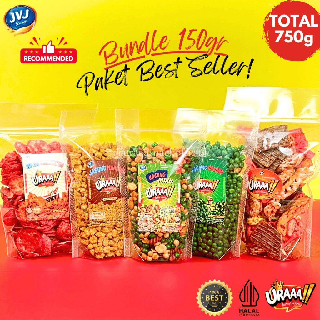 

PAKET SERBA KACANG-KACANGAN & JAGUNG OPAK URAAA!! GET 5 PACKAGES 150GR